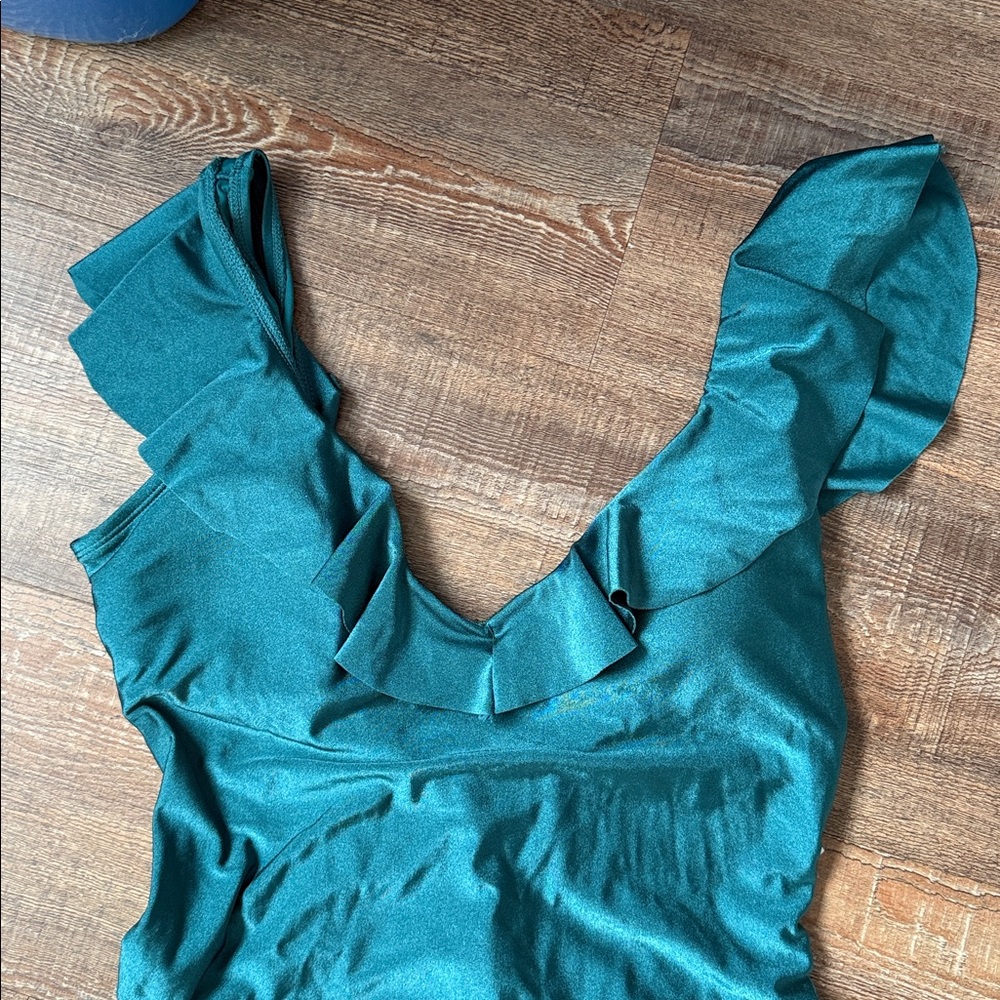 Tahari Teal Ruffle Swimsuit - NEW